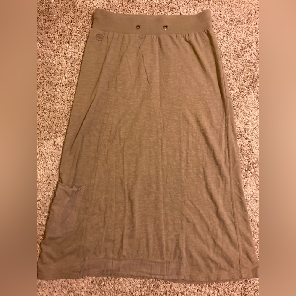 Cotton Maxi Skirt in Driftwood Tan/Grey